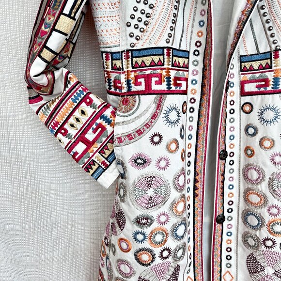 $635 Firm Vintage Y2k Johnny Was Embroidered Jacket Studded Biya Two Ten Ten … - Picture 10 of 16